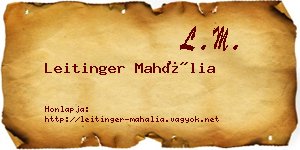 Leitinger Mahália névjegykártya